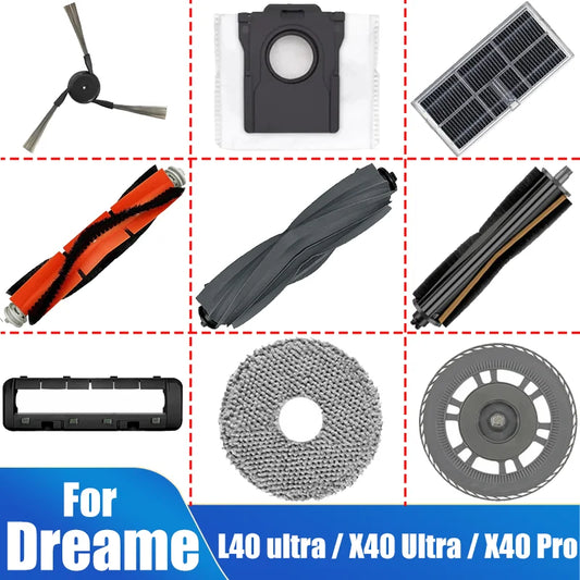 Accessoires pour aspirateur robot — sacs à poussière, vadrouille, brosses latérales, filtres HEPA, pièces de rechange