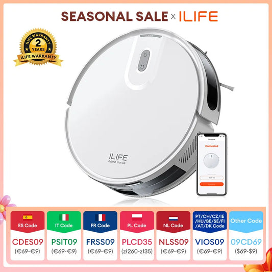 Robot aspirador ILIFE V20, succión de 5000 Pa, navegación inteligente SOF LiDAR, control por aplicación, limpieza personalizable, carga automática