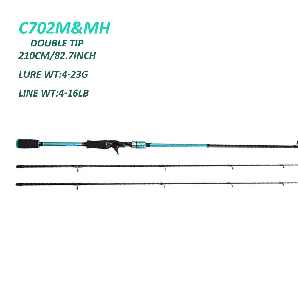 1.65m 1.8m 2.1m 2.4m haute teneur en carbone moulé moyen lourd M MH DOUBLE pointe basse coup mer eau douce tige de pêche