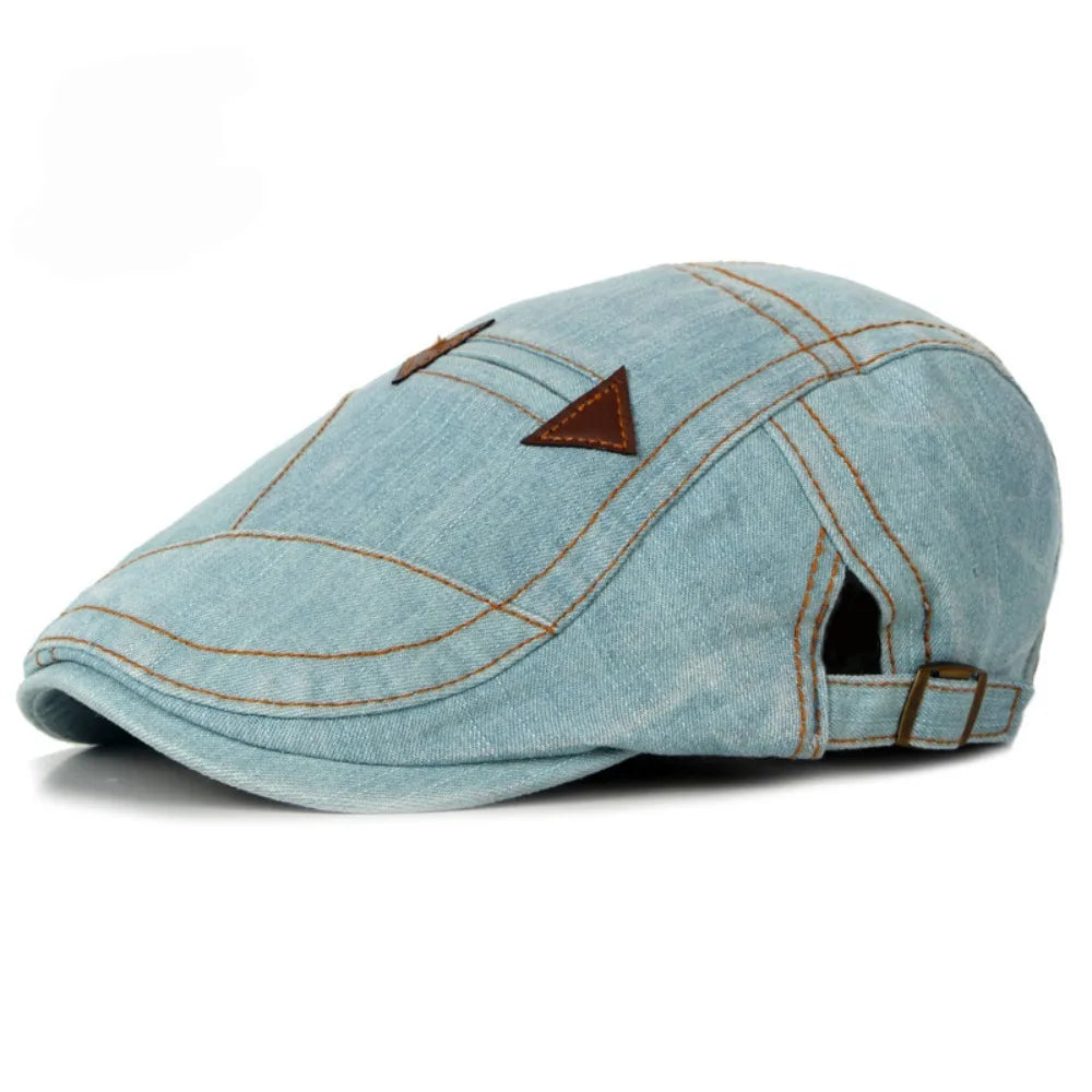 Béret Jean Denim Unisexe — Casquette Plate Mode Printemps Été