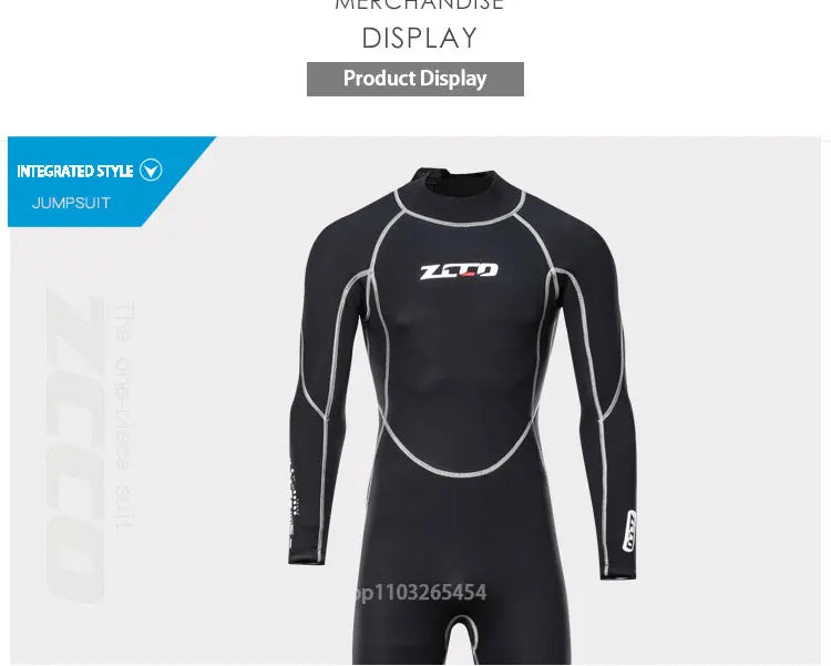 Combinaison de plongée en néoprène pour hommes, 3MM, manches longues, plongée en apnée, une pièce, Surf, pêche, maillots de bain thermiques