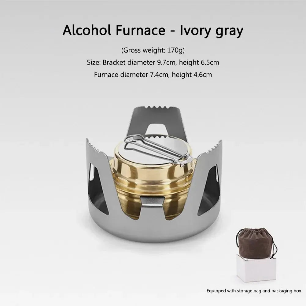 Mini poêle à alcool Portable, brûleur à puissance de feu réglable, poêle à essence, support en alliage d'aluminium, poêles de Camping en laiton ultralégers