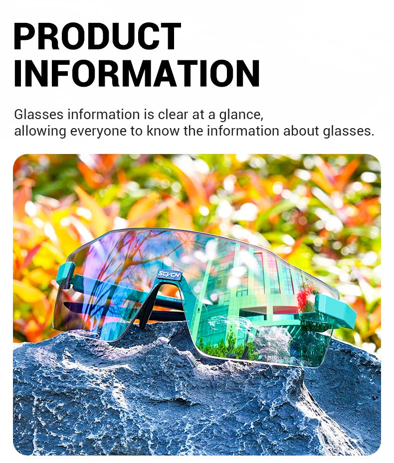 Lunettes de cyclisme photochromiques SCVCN pour hommes et femmes, lunettes de vélo de route et de VTT, lunettes de randonnée décontractées, coupe-vent