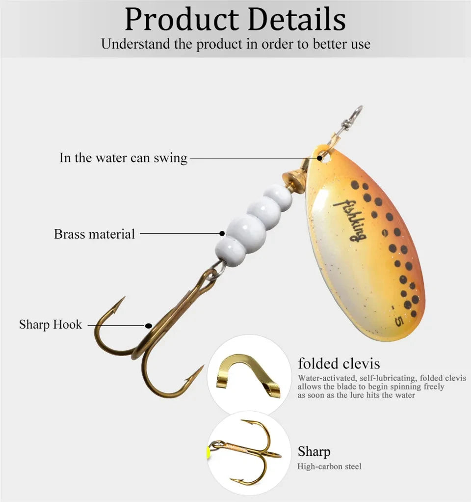 NGB métal leurre de pêche Spinner appâts 1 pièces 3.9g 4.6g 7.4g 10.8g 15g cuillère rotative leurres Spinners avec triples crochets brochet appâts