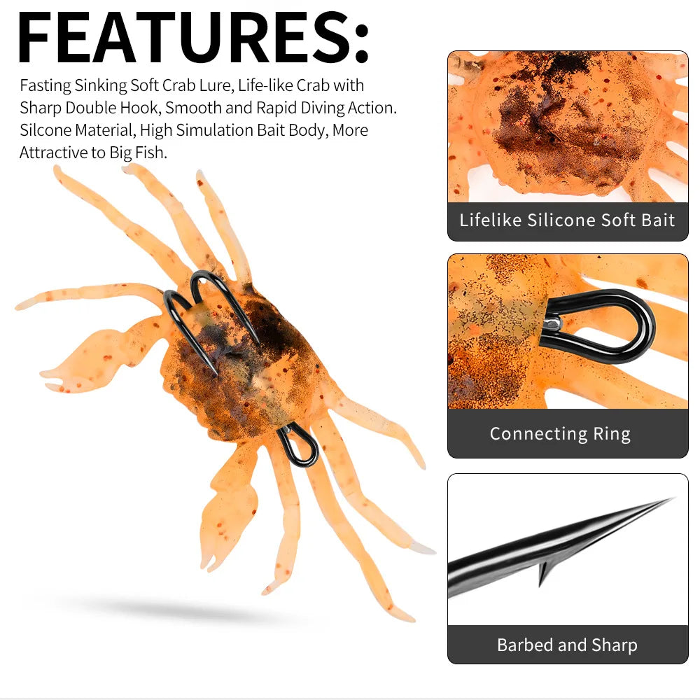 ZUKIBO Leurres Souples en Crabe — Appat Fond Pêche en Mer