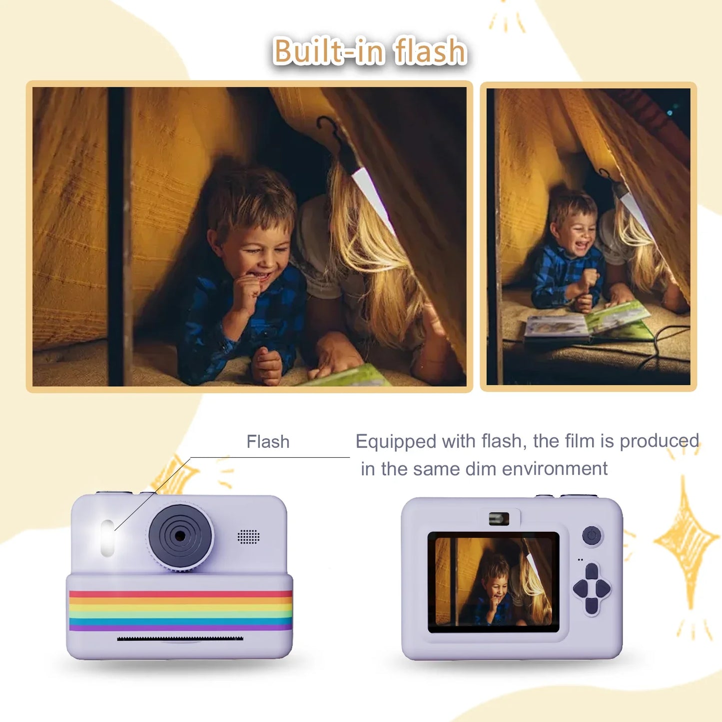 Cámara digital para niños con impresora instantánea, miniimpresora, pantalla de 2,8 pulgadas, vídeo, impresora térmica portátil, cámara para niños con impresora