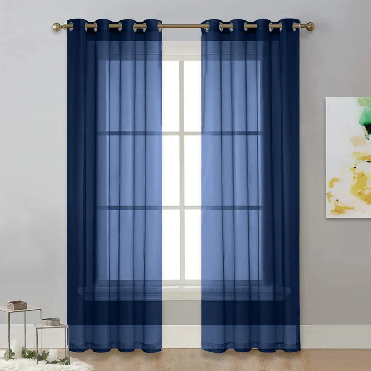 Rideau transparent moderne de couleur unie, rideaux de fenêtre pour salon, chambre à coucher, maison, haut à œillets pour écran de fenêtre français, 1 pièce