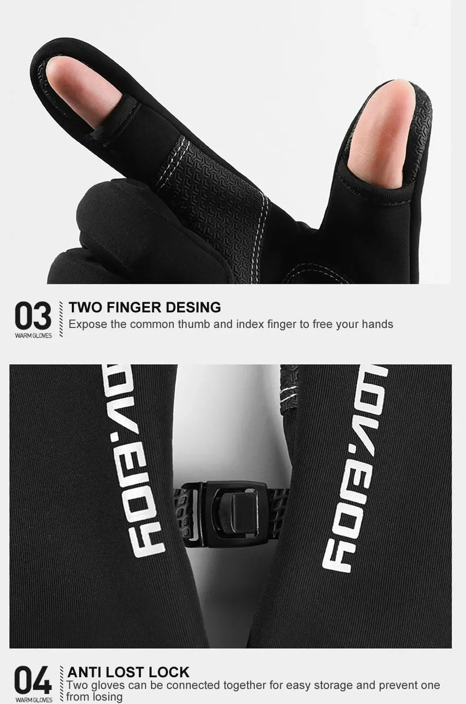 Gants de pêche imperméables d'hiver, 2 doigts, coupe-vent, pour femmes et hommes, Protection chaude en velours, gants de pêche au poisson