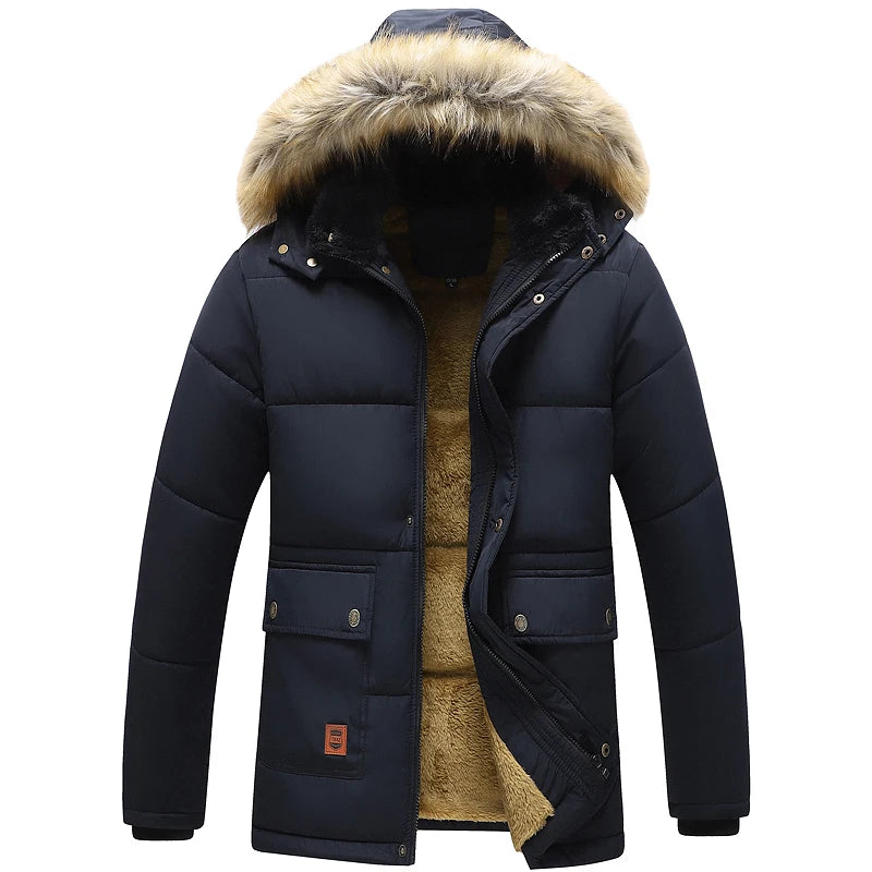 Hommes hiver nouveau coupe-vent polaire chaud épais veste Parkas manteau hommes mode à capuche col de fourrure veste classique décontracté Parka hommes