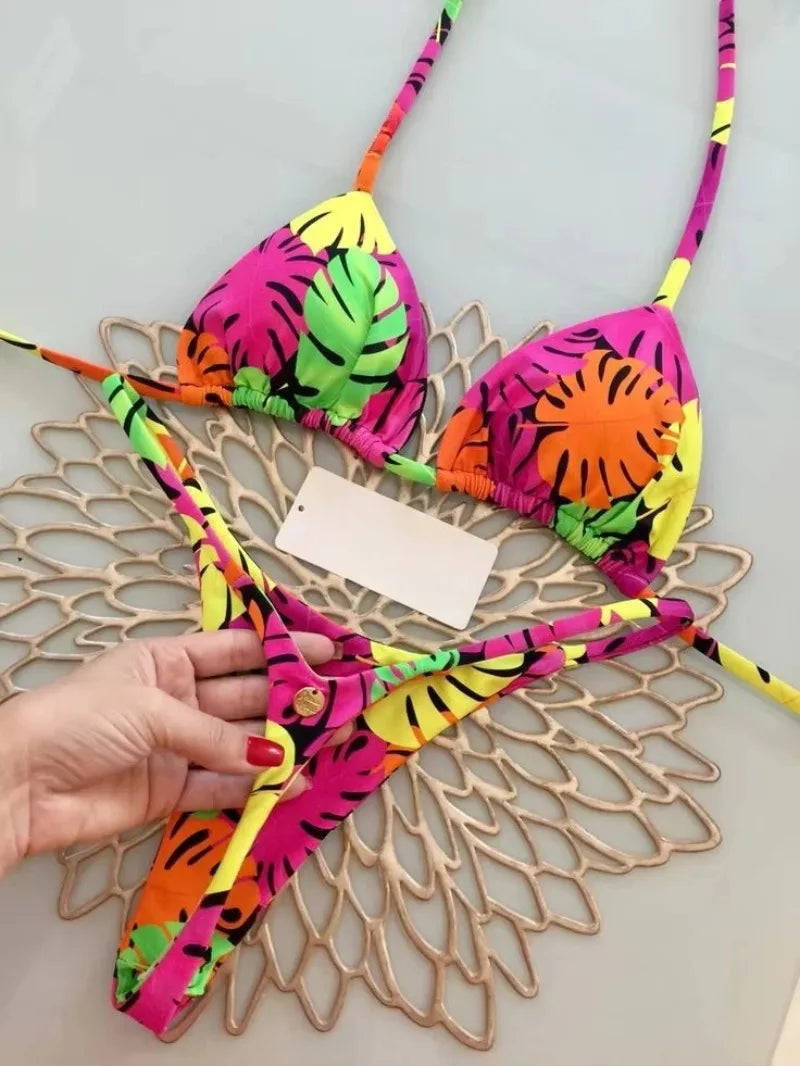 Nouveau Bikini femmes maillot de bain plage vacances maillots de bain imprimé léopard Sexy Bikini ensemble maillots de bain maillot de bain string maillot de bain Biquinis