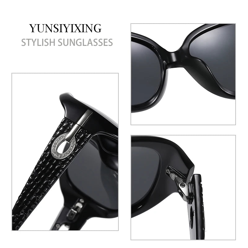 Lunettes de soleil polarisées pour femme — design mode classique, grand cadre, vintage