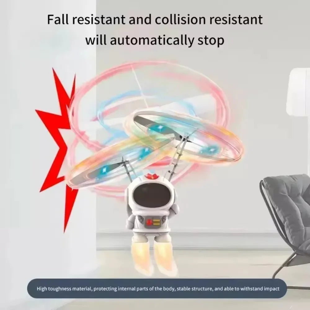 Robot volant lumineux en lévitation, avion jouet d'astronaute, Drone interactif à commande manuelle avec lumières, jouets d'extérieur pour enfants, cadeau