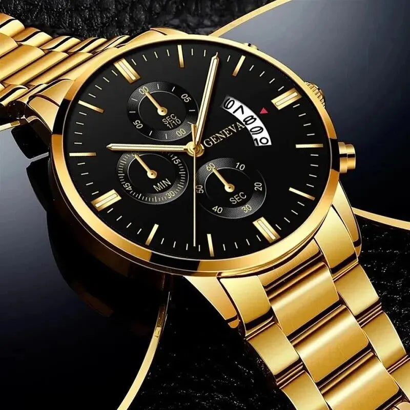 Men's Fashion Stainless Steel Watch Luxury Calendar Quartz Wristwatch Men's Business Watches for Men Clock Men's Watch