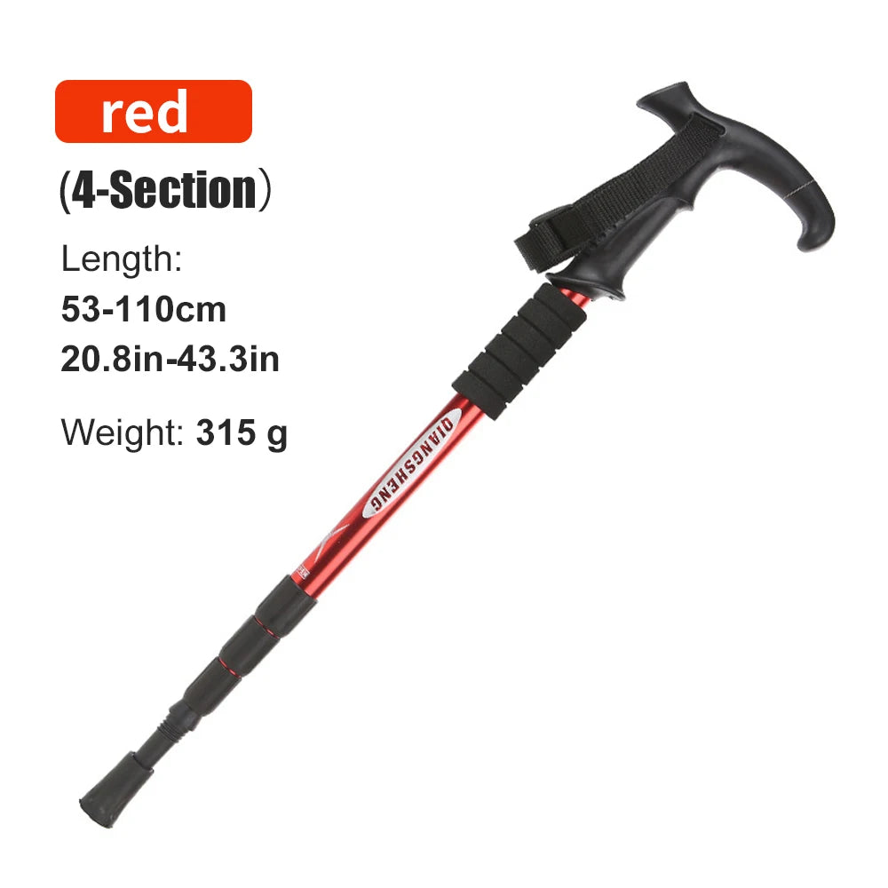Bâton de Trekking pliable Portable en plein air, 5 sections, bâton de randonnée, Club télescopique pour personnes âgées nordiques, bâtons de marche de Camping