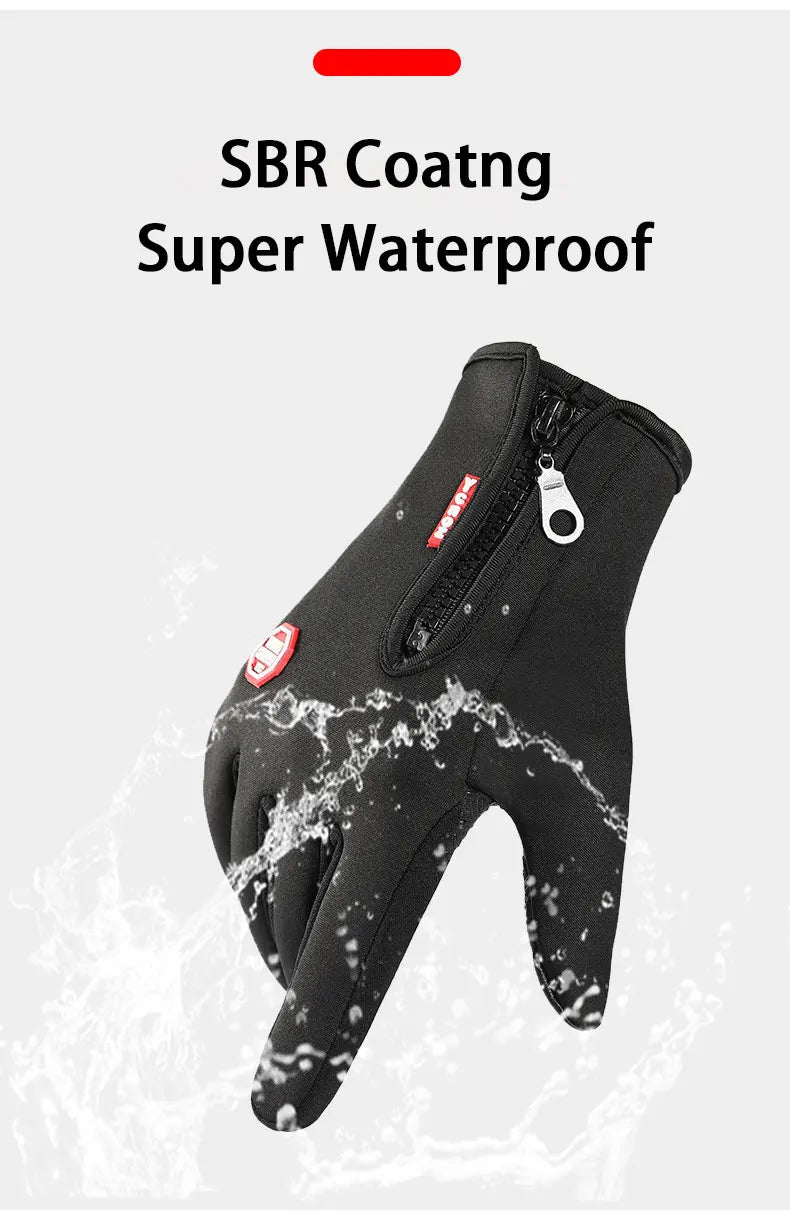Gants d'hiver pour hommes et femmes, écran tactile, chauds, pour cyclisme en plein air, conduite, moto, gants froids, coupe-vent, antidérapants
