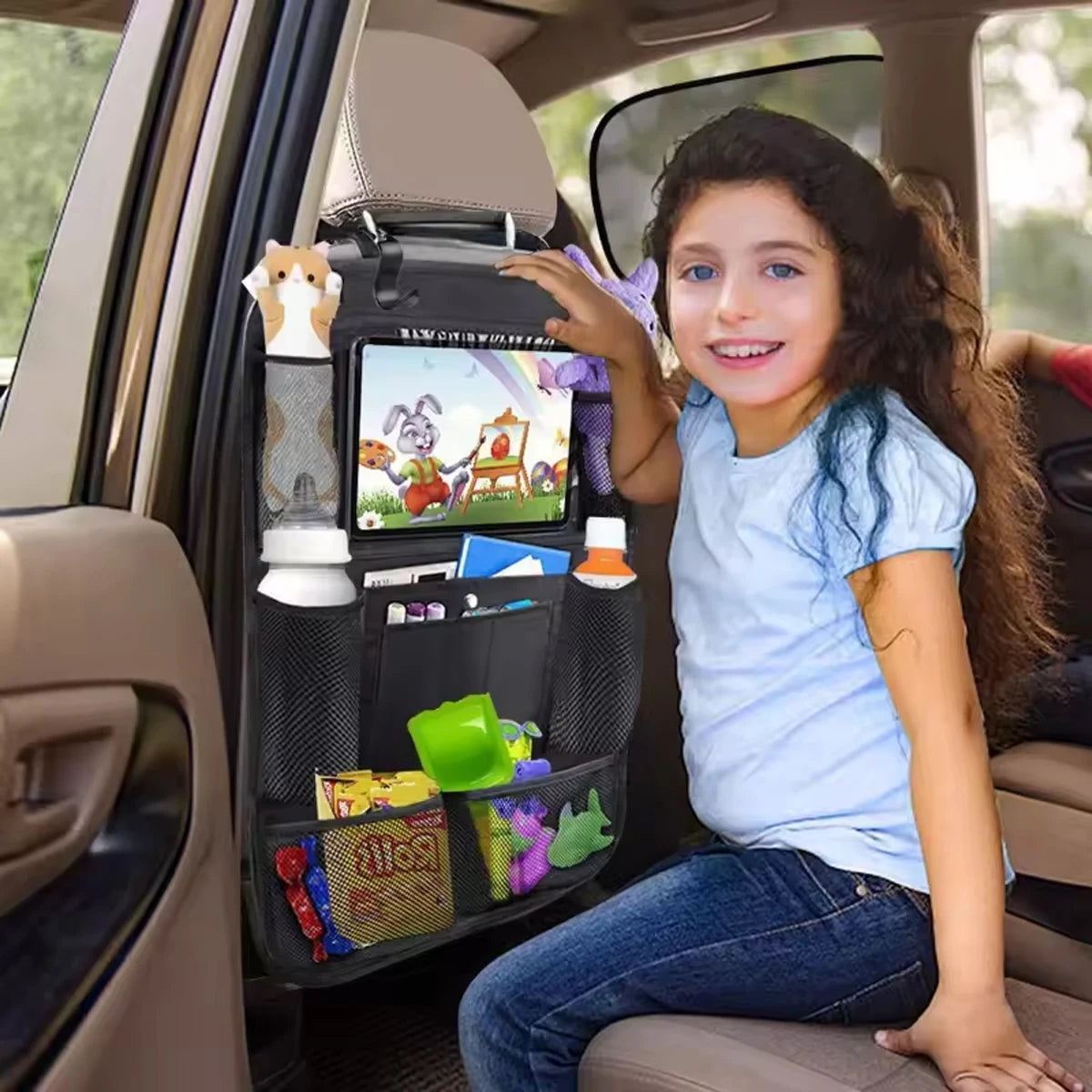 Organisateur de siège de voiture multi-poches, matériau imperméable et Durable, parfait pour les voyages sur route et l'utilisation quotidienne, excellent cadeau pour les vacances, 1 pièce