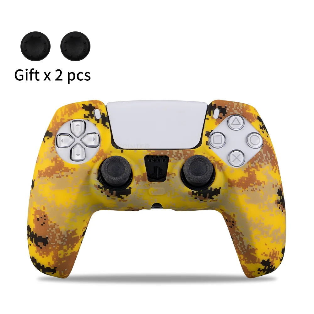 Housse de protection en silicone pour manette de jeu Slim — étui en caoutchouc antidérapant avec capuchons de poignées de pouce