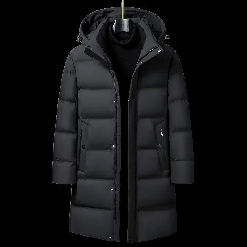 Doudoune homme hiver — col à capuche, blanc, canard, chaud, épais, longue, taille M-4XL