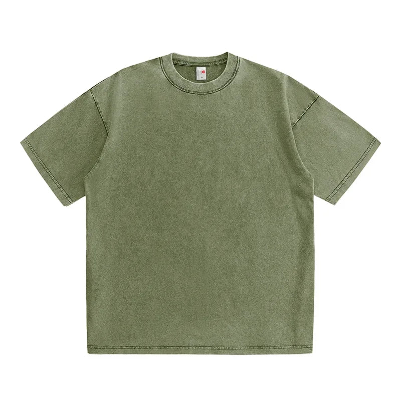 T-Shirt Coton Américain 230G Homme — Vintage Lavé Manches Courtes Basique