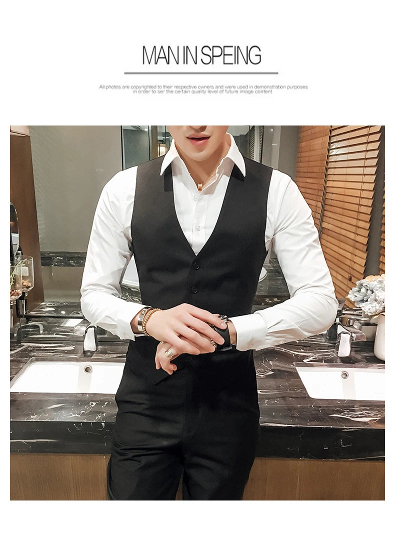 Gilet d'affaires formel pour homme slim — grande taille, décontracté, M-6XL