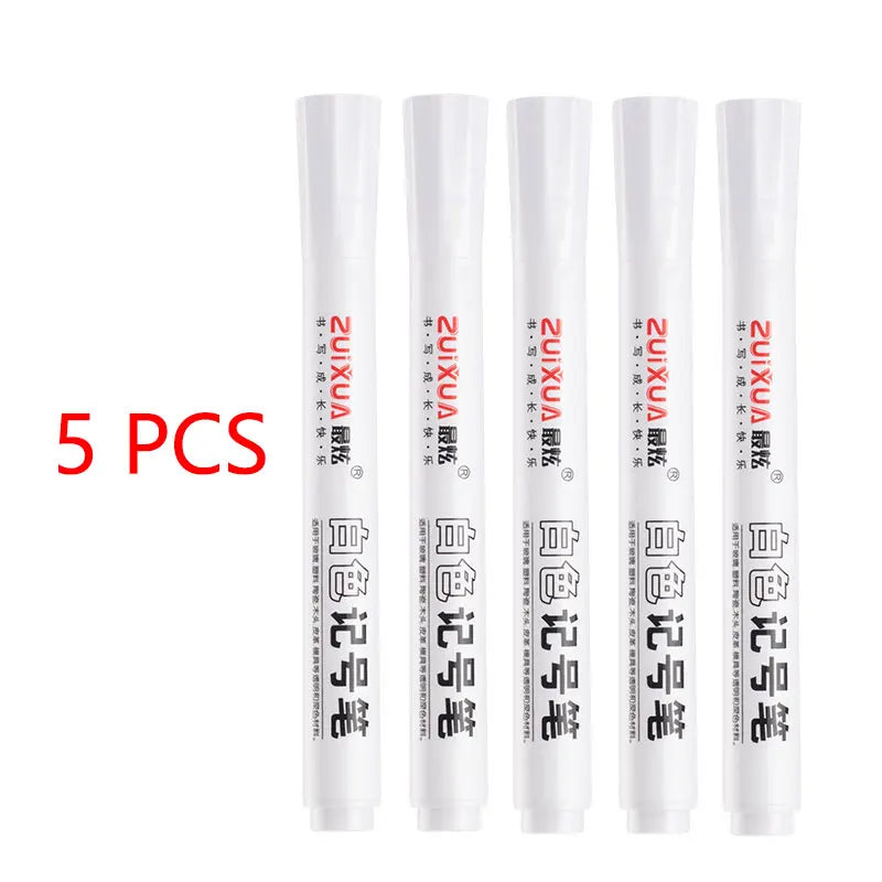 Rotuladores blancos de 2,0 mm, 1/3/5 unidades, bolígrafo de Gel blanco aceitoso resistente al agua, marcadores de graffiti, útiles escolares y de papelería