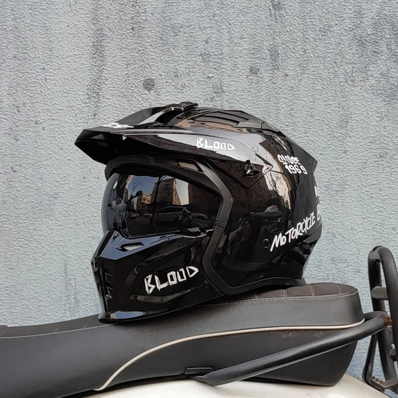 Casque Moto Vintage Demi-Casque Style Guerrier — Cruising Noir Homme Femme