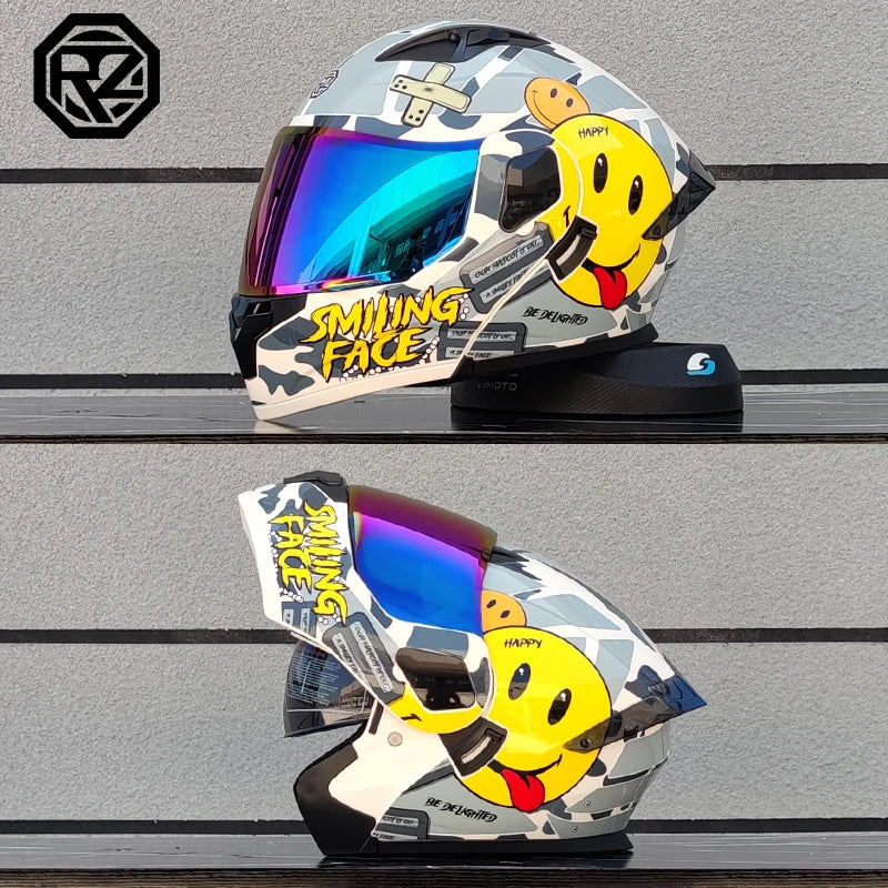 Casque moto intégral double lentille modulaire rabattable — homme, femme, mode, Motocross
