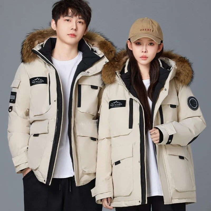 New Winter Men's Hooded Fur Collar High Quality Duck Down Coats Waterproof Jackets Fashion Male Casual Warm Down Parka
