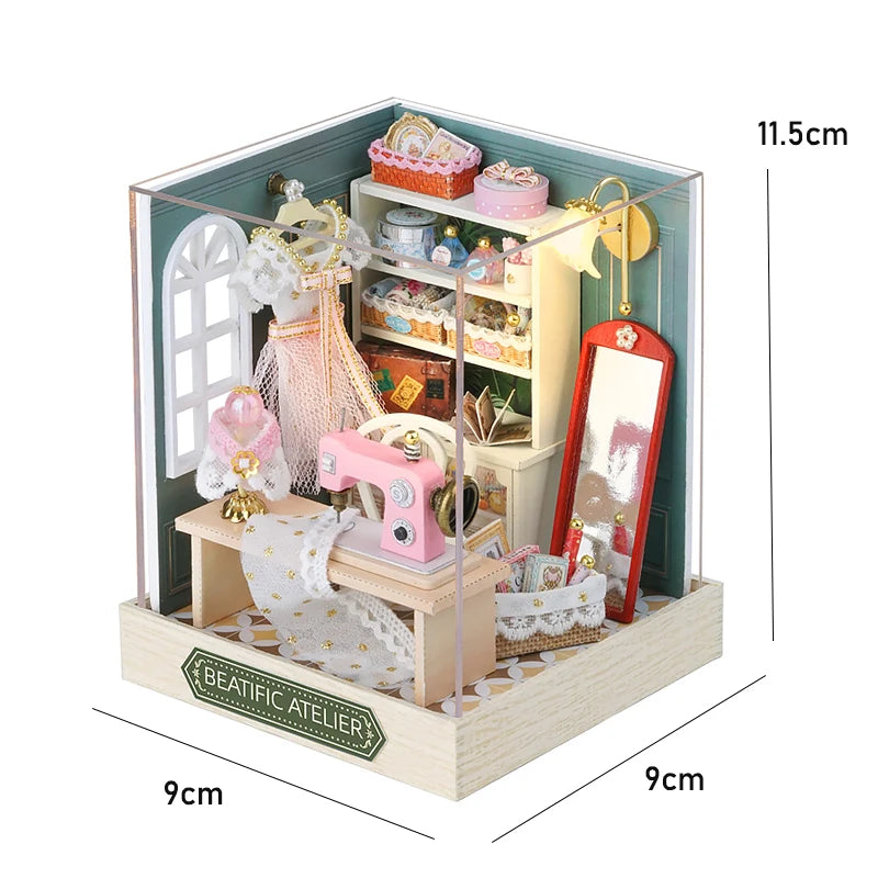 Wooden Dollhouse, 3D Puzzle, Building Model Kit, Small Room Toy Production, Bedroom Decoration with Furniture, Gifts
