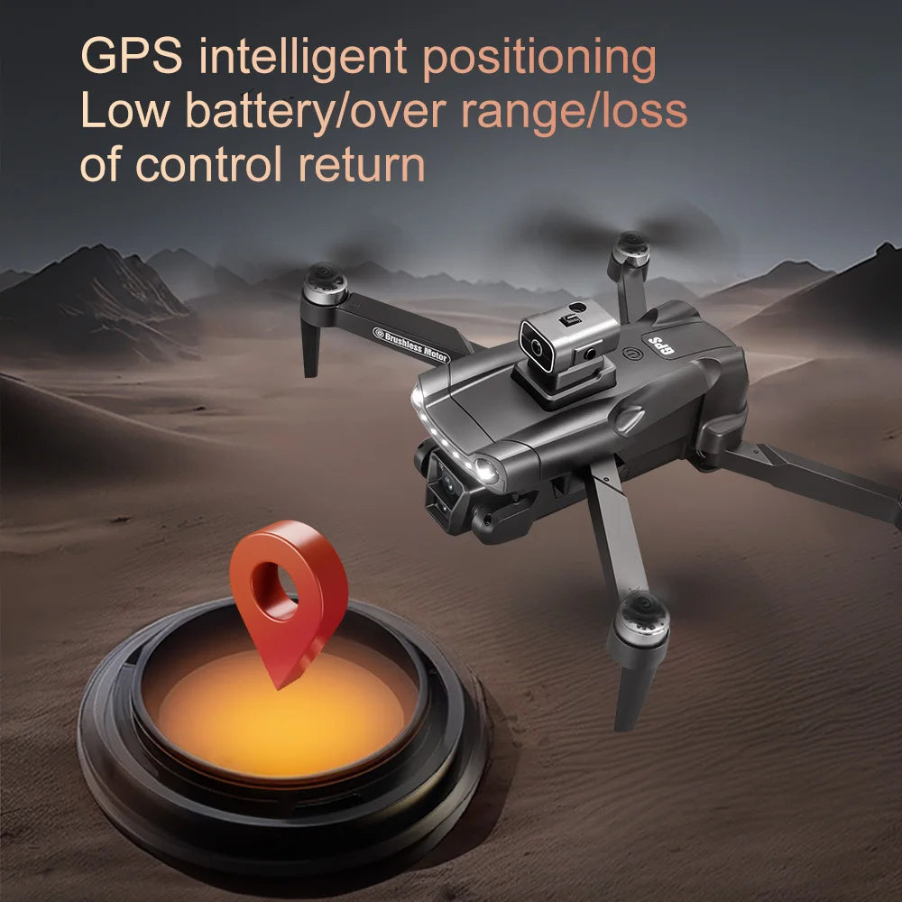 Drone GPS Lenovo V198Max 4K Profesional 8K HD Doble Cámara Motor Sin Escobillas 5G WIFI FPV RC Cuadricóptero Helicóptero con Pantalla Juguete