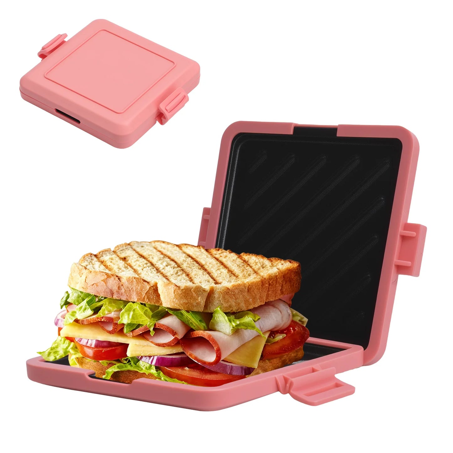 Machine à petit-déjeuner à sandwich micro-ondes, design compact, peut fabriquer des sandwichs, des toasts du petit déjeuner, des hot-dogs - comprenant des livres de recettes
