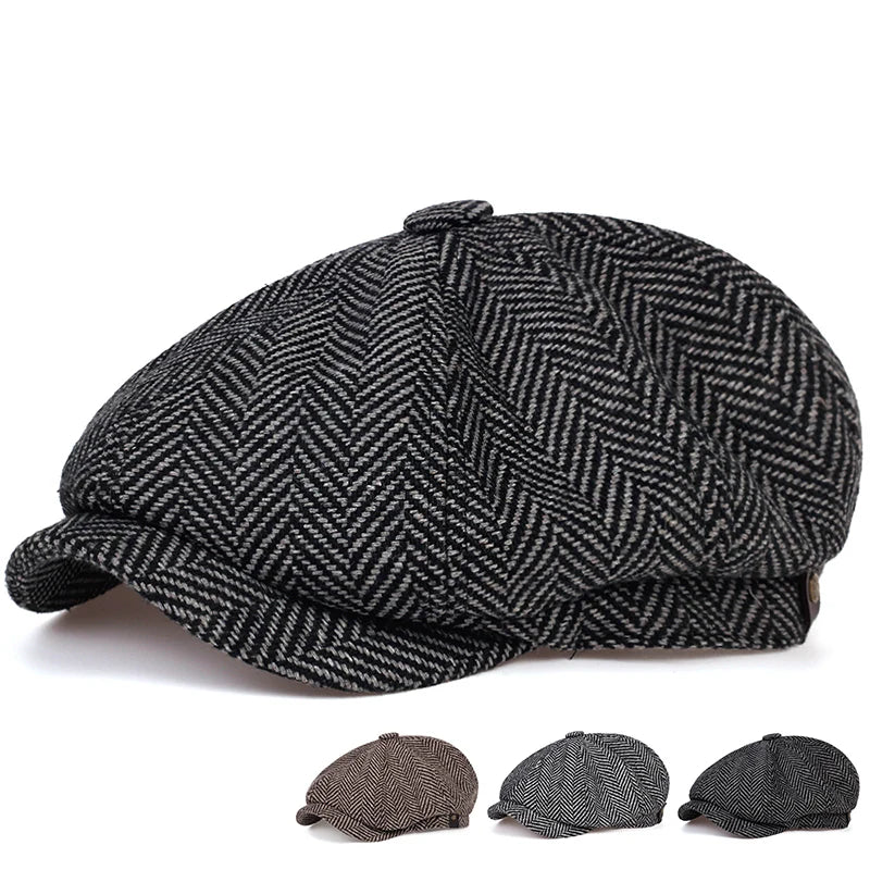 Wool Gavroche Caps Men Herringbone Flat Caps Women Men British Painter Hats Soft Autumn Winter Caps Hats Beret