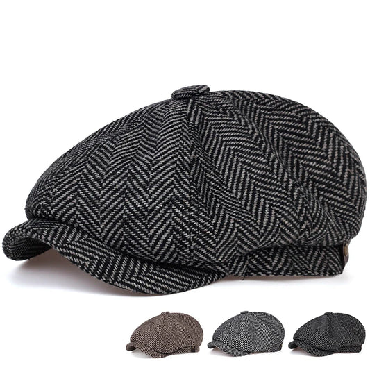Mode laine gavroche casquettes hommes chevrons casquettes plates femmes hommes peintre britannique chapeaux doux automne hiver casquettes chapeaux casquette