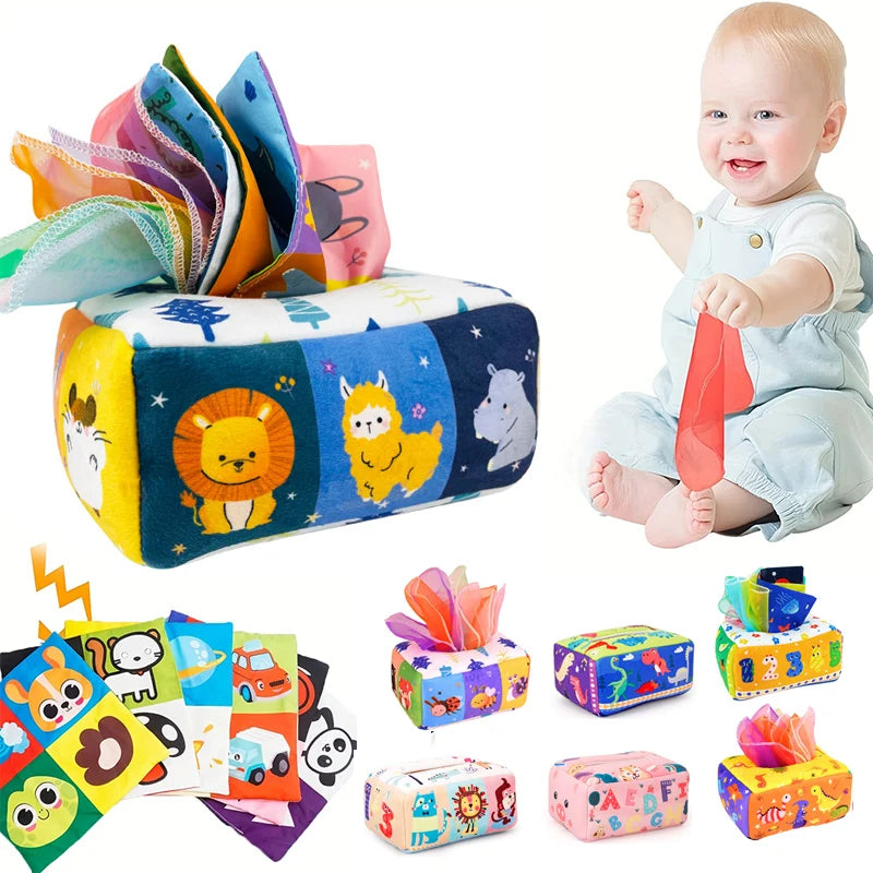 Jouet Montessori pour bébé, boîte à mouchoirs magique, activité d'apprentissage, jouet mentaires oriel pour enfants, exercice des doigts, jeu de société occupé