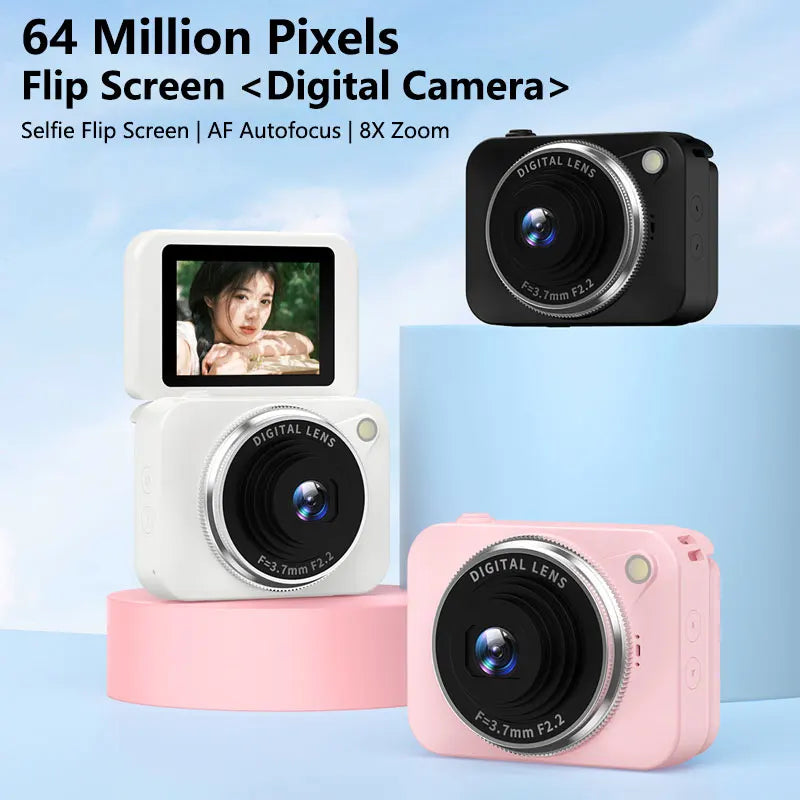 Lenovo 4K HD 180° Pixel Camera Compact Handheld CCD Video Camera for Vlogging, Ideal for Students, Perfect for Selfies, An Ideal Gift