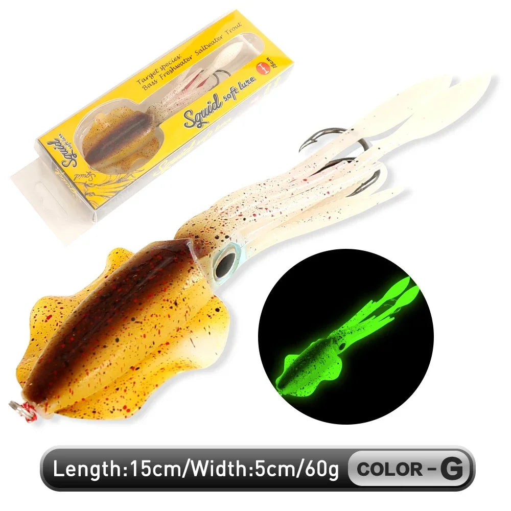 ZUKIBO-Appât souple pour la pêche au calmar, leurre de pêche à la traîne, gabarits de tête de poulpe, gabarit de calmar UV Shoous pour la pêche en bateau de haute mer, appâts Wobblers, 60g