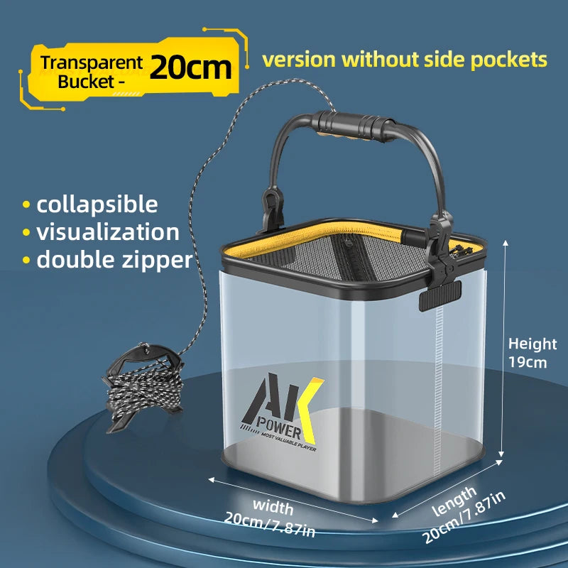 YUZHIYUAN seau de pêche Transparent pliable multifonctionnel conteneur de poisson vivant seau de Protection du poisson