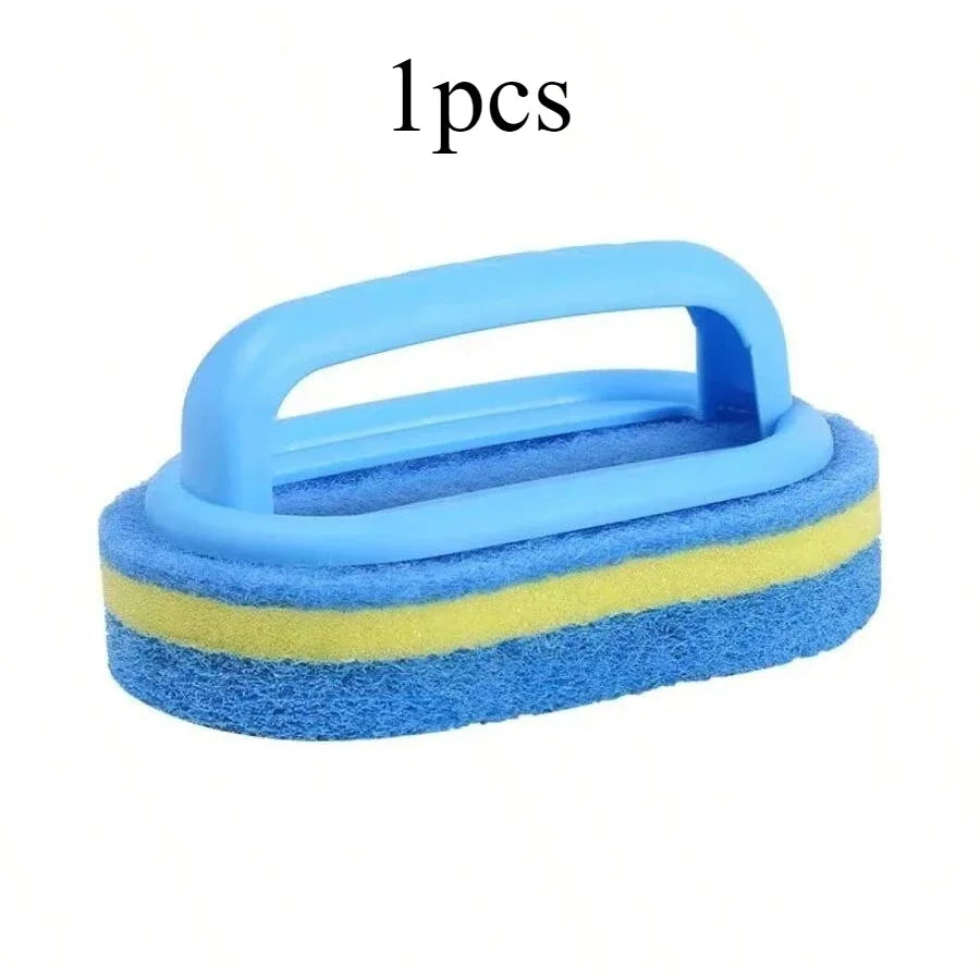 Brosse de nettoyage avec manche, éponge de cuisine épaisse, lingette pour carrelage de salle de bain, outils de nettoyage domestique pour l'élimination des taches