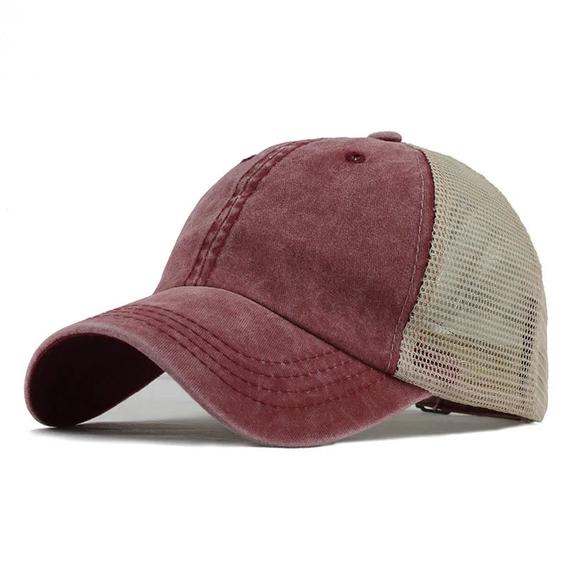 Brand Washed Cotton Mesh Cap for Men Women Gorras Snapback Baseball Caps Dad Hat Outdoor Cap