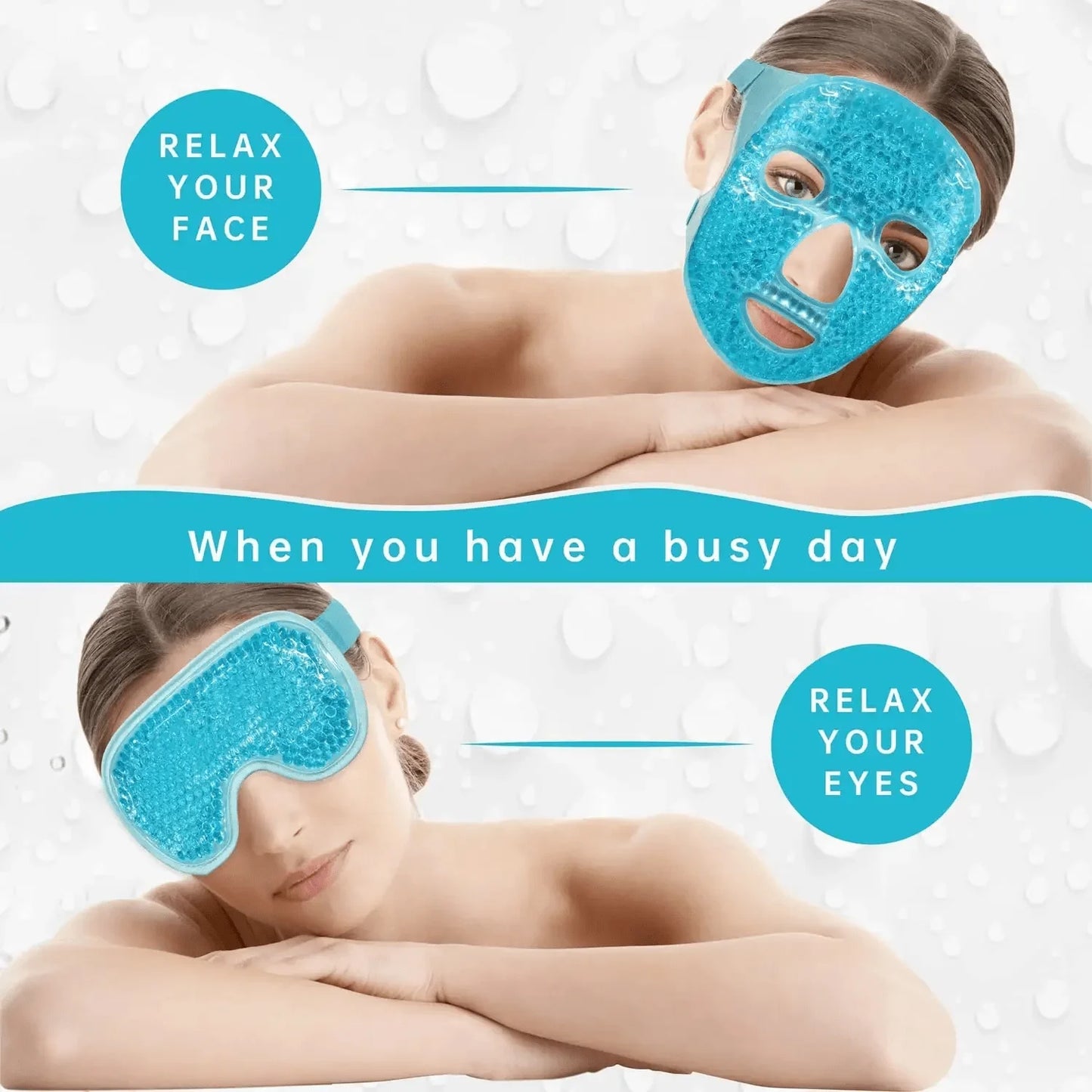 Gel refrescante hielo máscara facial máscara de ojos máscara facial fría y caliente compresa perlas de gel máscara facial fría bolsa de hielo, compresa sueño FaceSPA