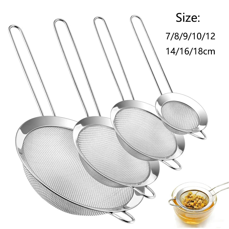 Ensemble de passoires à huile en fil d'acier inoxydable, tamis à maille fine, passoire à farine, outils de cuisson spectaculaire, accessoires de cuisine, 1 pièce, 3 pièces, 4 pièces