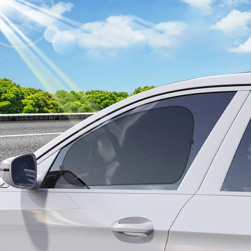 Pare-Soleil Fenêtre Voiture Protection UV — Avant Arrière Rideau Noir Été 2 Pièces