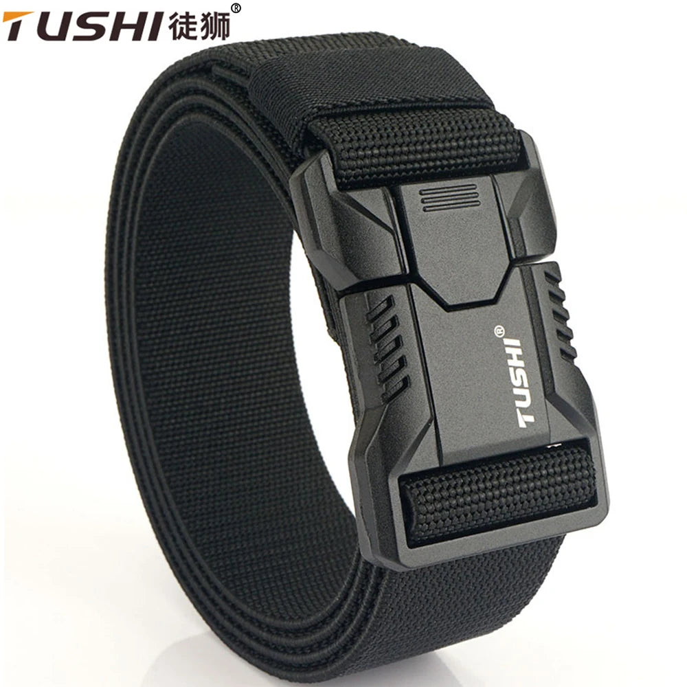 TUSHI – ceintures élastiques à boucle enfichable en alliage d'aluminium pour hommes, ceinture tactique Durable, Cowboy, ceinture militaire en plein air, chasse