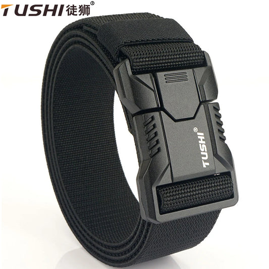 TUSHI – ceintures élastiques à boucle enfichable en alliage d'aluminium pour hommes, ceinture tactique Durable, Cowboy, ceinture militaire en plein air, chasse