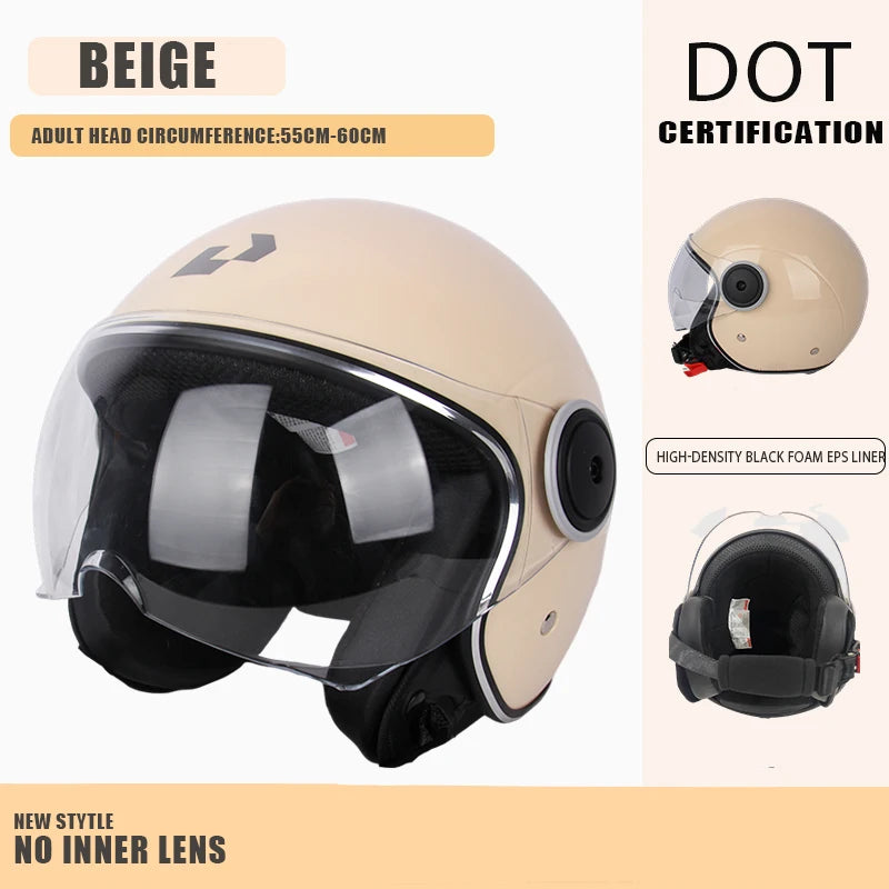 Casque Moto Ouvert Vintage Rétro DOT 3/4 — Cruiser Homme Femme