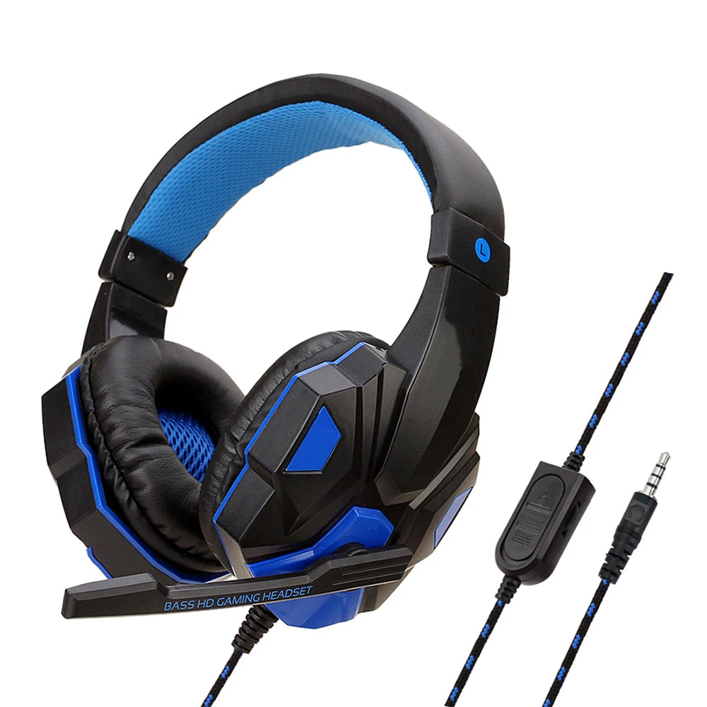 3.5mm Wired Gaming Headset PC Stereo Bass Gamer Headphone Phone Laptop Earphone Headset with Microphone for PS4 Xbox One Switch
