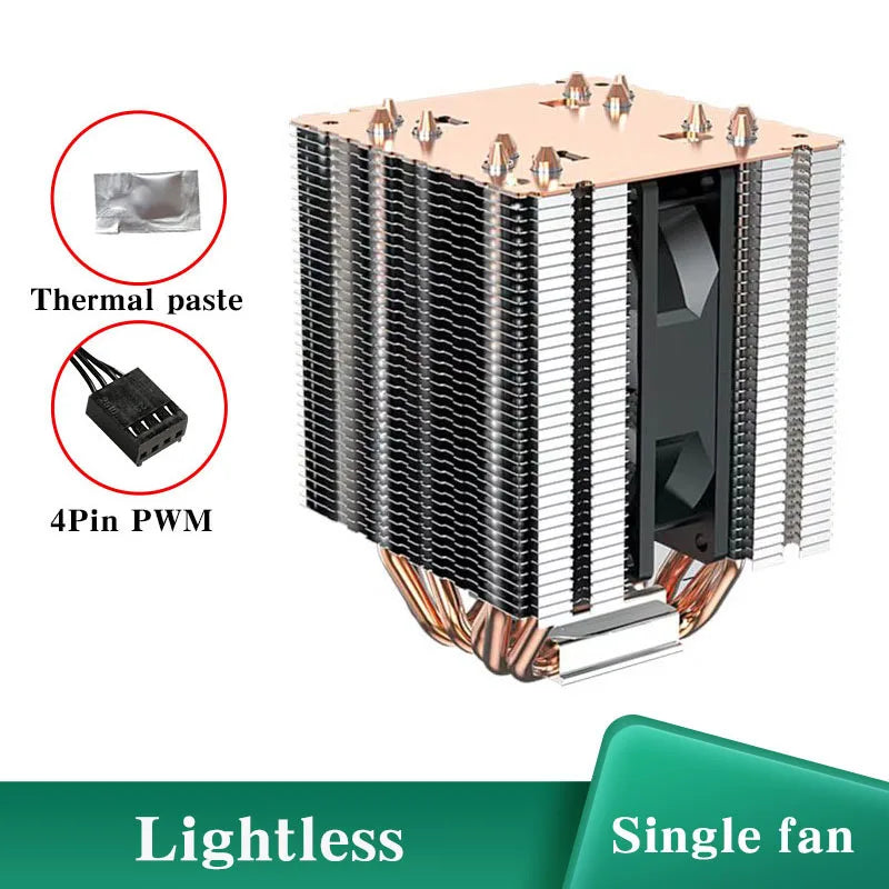 Refroidisseur de processeur à 6 caloducs, 4 broches, PWM, PC, ventilateur de refroidissement d'air silencieux, pour Intel LGA 1366 1700 1200 1150 1151 1155 2011 X79 X99 AM3 AM4 AM5