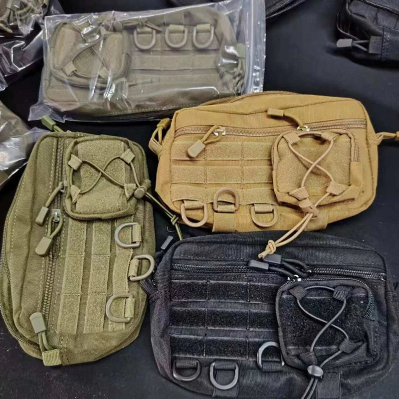 Pochette d'administration horizontale tactique Molle avec poche avant à cordon, pochette modulaire EMT, sac de rangement utilitaire EDC, sac de taille d'extérieur
