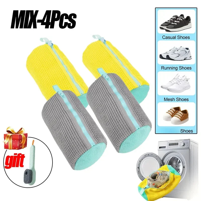 Sacs à linge, sac pour Machine à laver les chaussures, avec fermeture éclair, avec riche peluches à l'intérieur, parfait pour les baskets et les chaussures décontractées