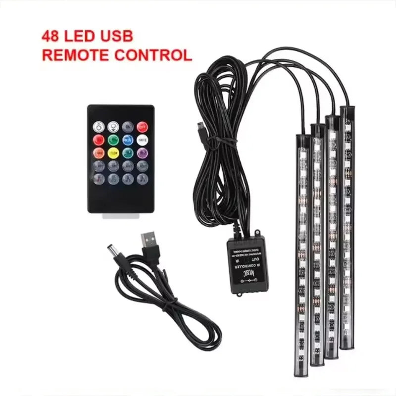 Car Interior LED Strip Light, 5V USB Backlight Kit, Decorative Car Ambient Neon Lamp, Vehicle Accessories, New